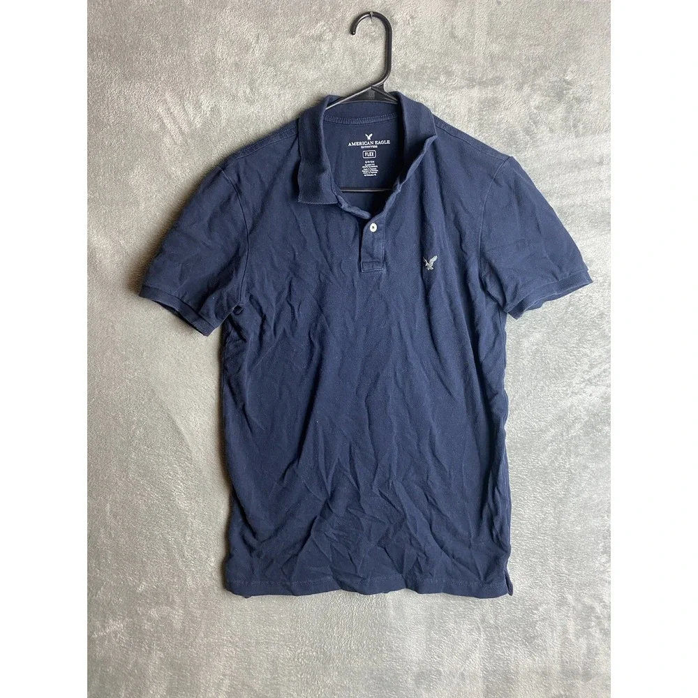 American Eagle Outfitters Mens Small Flex Blue Short Sleeve Polo Shirt